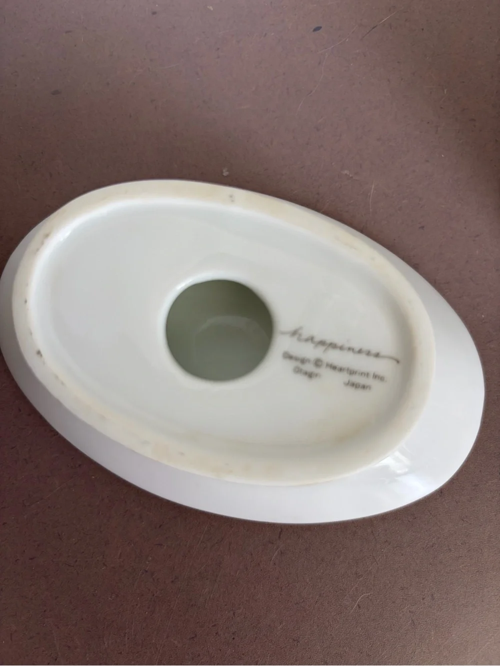 Otagiri Porcelain Heart Floral Vanity Dish and Brush Holder